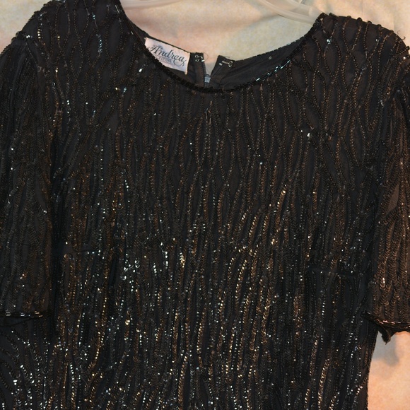 Black Sequinned Dress SZ L Andrea Collections - Picture 3 of 5